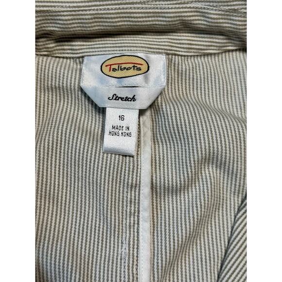 Talbots Cotton Jacket/blazer, size Women's XL, Tan & White striped, size 16 - Picture 3 of 8